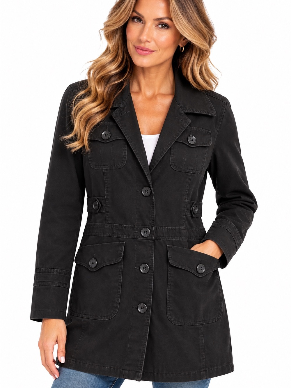 U2 Tulle Black Cotton Utility Jacket Size Large
